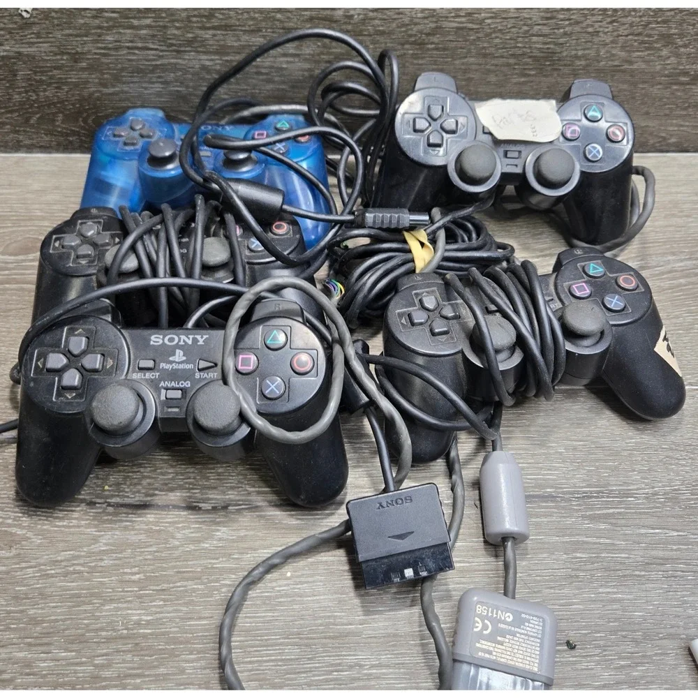 Sony PlayStation PS2 Controller Lot 5 Parts scph-100010 scph-1200 Black Blue